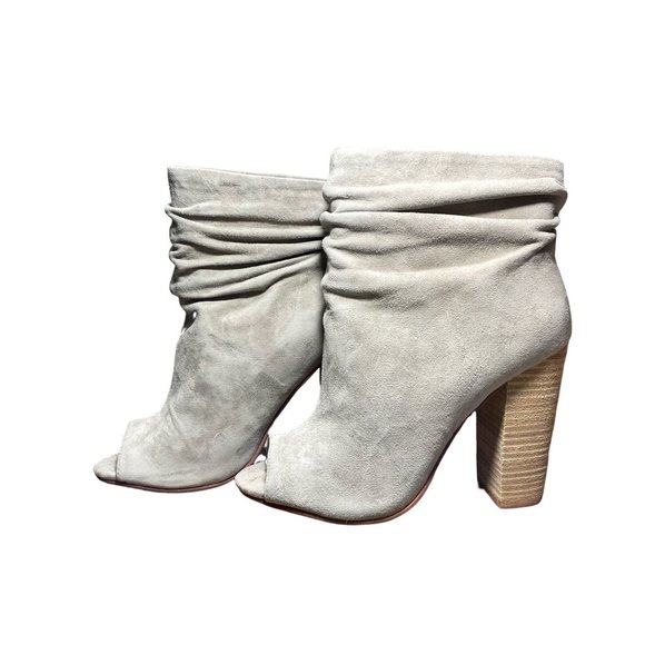 Kristin Cavallari Chinese Laundry Kid Suede Grey Laurel Peep Toe Bootie 9 - Picture 2 of 6